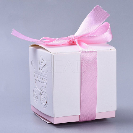Hollow Stroller BB Car Carriage Candy Box wedding party gifts with Ribbons CON-BC0004-97C-1