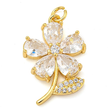 Rack Plating Brass Micro Pave Cubic Zirconia Pendants KK-Z063-24G-1