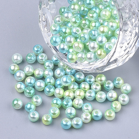 Rainbow ABS Plastic Imitation Pearl Beads OACR-Q174-4mm-03-1