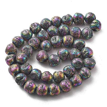 Electroplated Natural Lava Rock Beads Strands G-A251-D01-01I-1