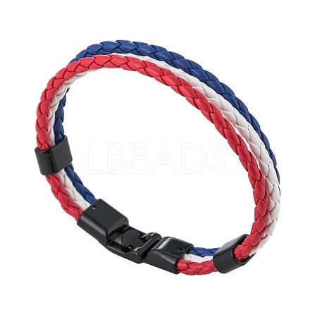 PU Leather Triple Layer Multi-strand Bracelets PW-WG47313-06-1