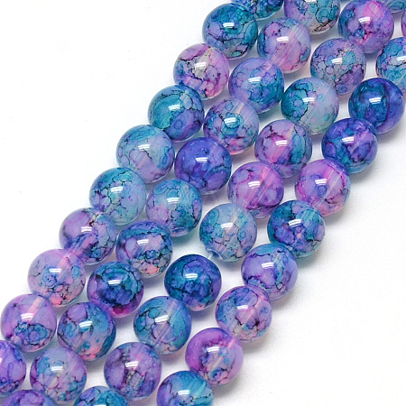 Baking Painted Glass Beads Strands DGLA-Q023-6mm-DB72-01-1