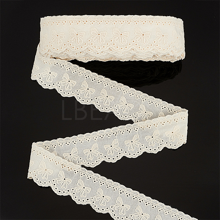 15 Yards Cotton Embroidery Bowknot Lace Ribbons OCOR-WH0045-35C-1