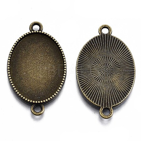 Tibetan Style Oval Alloy Cabochon Connector Settings LS-TIBE-Q038-002B-AB-NR-1