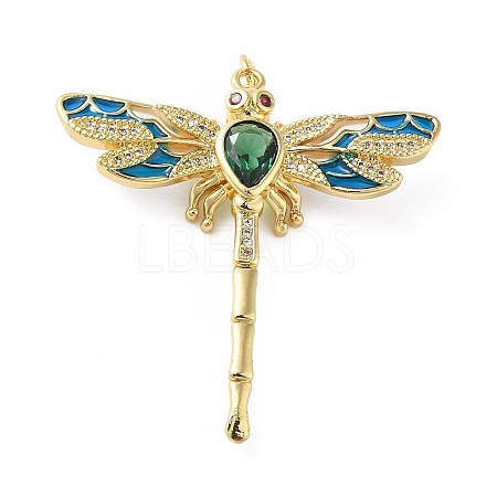 Rack Plating Brass Micro Pave Cubic Zirconia Pendants X-KK-E281-07G-02-1