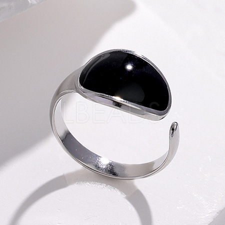 Oval 304 Stainless Steel Enamel Cuff Rings FS-WGAC0F3-01-1