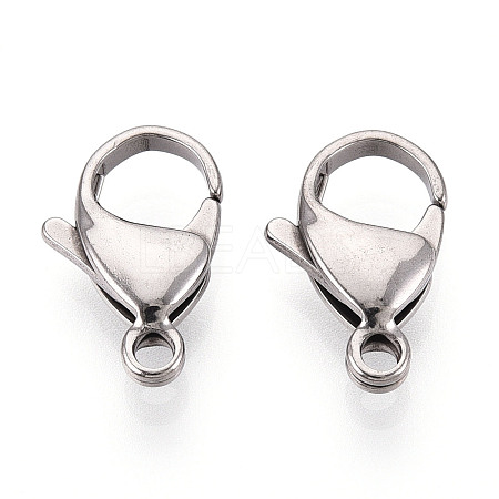 304 Stainless Steel Lobster Claw Clasps X-STAS-T065-17mm-34P-1