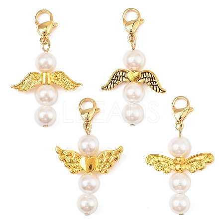 Angel Shell Pearl & Alloy Pendant Decoration HJEW-JM02402-1