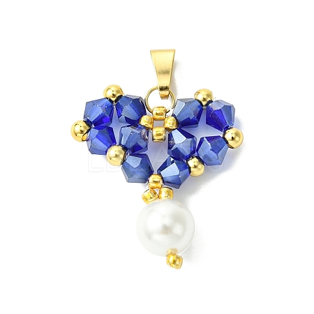 Shell Pearl Beads Glass Pendants PALLOY-MZ00432-04-1