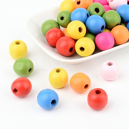 Mixed Lead Free Dyed Natural Wood Beads X-TB232Y-1