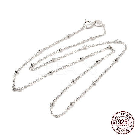 Rhodium Plated 925 Sterling Silver Satellite Chain Necklaces STER-NH0001-07A-P-1