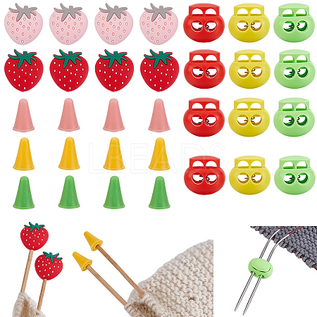 20Pcs 5 Styles Strawberry Synthetic Rubber Knitting Needle Point Protectors FIND-GA0008-11-1