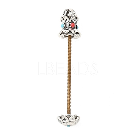 Lotus Shape Brass Screw Peg Bails KK-NH0008-06AS-1