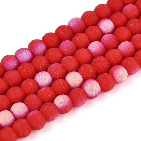 Frosted Opaque Glass Beads Strands GLAA-T032-P4mm-MBB04-1