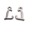 Gunmetal Plated Alloy Letter Pendants LS-PALLOY-J718-01B-L-1