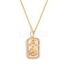 Brass Micro Pave Cubic Zirconia Rectangle with Constellation Pendant Necklaces PW-WG95654-04-1
