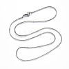 304 Stainless Steel Round Snake Chain Necklace NJEW-S420-009B-P-3