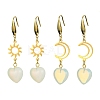 2 Pair 2 Style Opalite Heart Dangle Earrings EJEW-JE05463-1