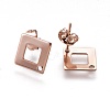 Ion Plating(IP) 304 Stainless Steel Stud Earring Findings STAS-O119-13RG-2