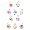 Handmade Flower Printed Porcelain Ceramic Pendants PALLOY-JF03928-1