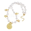 Ocean Brass Conch Shell Dolphin Turtle Pendant White ABS Plastic Imitation Keshi Pearl Beaded Necklaces KK-CBA4547-02G-4