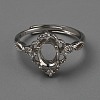 Adjustable 925 Sterling Silver Micro Pave Cubic Zirconia Oval Ring Component STER-WH0007-05P-2