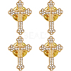 4Pcs Floral Cross Zinc Alloy Rhinestone Lapel Pin Backs for Backpack Clothes JEWB-FH0002-32G-1