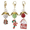 Candy Cane/Gift Box/Santa Claus Christmas Alloy Enamel Pendant Decoration HJEW-JM02363-1