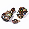 Assembled Synthetic Bronzite and Imperial Jasper Openable Perfume Bottle Pendants G-S366-059F-3