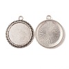 Tibetan Style Alloy Flat Round Pendant Cabochon Settings X-TIBEP-M022-54AS-2