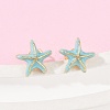 Brass Enamel Stud Earrings EJEW-R032-07G-01-1