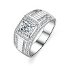 Rhodium Plated 925 Sterling Silver Micro Pave 6.5x3.9mm Moissanite Finger Rings WGBE16F-27-4