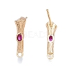 Brass Micro Pave Cubic Zirconia Stud Earring Findings KK-T062-247G-03-1