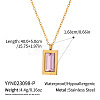 304 Stainless Steel Pave Cubic Zirconia Rectangle Pendant Necklaces for Women PO5474-1-1