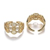Adjustable Brass Micro Pave Clear Cubic Zirconia Cuff Rings ZIRC-Z002-20G-2