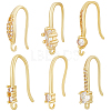 Beebeecraft 12 Pairs 6 Style Brass Micro Pave Clear Cubic Zirconia Earring Hooks ZIRC-BBC0002-46-1