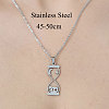 201 Stainless Steel Hollow Sand Clock Pendant Necklace NJEW-OY002-04-3