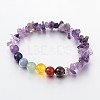 Chips and Round Chakra Natural Gemstone Beaded Stretch Bracelets BJEW-JB01990-2