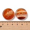 13Pcs Flat Round Natural Carnelian Rune Stones G-K335-08F-3