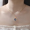 304 Stainless Steel Enamel Blue Sea Wave with Sun Pendant Necklaces for Women WGB8498-04-1