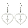 Non-Tarnish 201 Stainless Steel Heart & 304 Stainless Steel Cross Dangle Earrings EJEW-JE05562-1