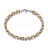 Ion Plating(IP) Two Tone 201 Stainless Steel Byzantine Chain Bracelets BJEW-S057-95B-1