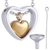 1Pc 304 Stainless Steel Heart Pendant Urn Ashes Necklaces NJEW-CN0001-19GP-1
