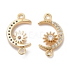 Brass Micro Pave Clear Cubic Zirconia Connector Charms KK-B074-12G-1