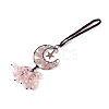 Natural Rose Quartz Moon with Chips Tassel Pendant Decorations G-L524-07R-B02-2