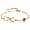 Infinity & Heart 925 Sterling Silver Pave Cubic Zirconia Link Bracelets FS-WGF63DC-10-1
