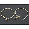 Golden Brass Hoop Earrings X-EC108-3NFG-1