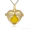 Golden Tone Brass Hollow Heart Cage Pendants KK-J241-08G-1