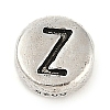 925 Sterling Silver Flat Round with Letter Beads STER-G044-01AS-Z-1
