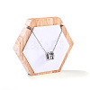 Hexagon Wood Covered with PU Leather One Necklace Display Stands PAAG-PW0008-005B-01-1